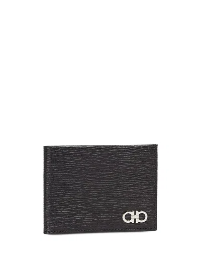 Ferragamo Gancini Black Calf Leather Wallet