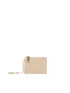 Ferragamo Leather Cardholder With Key-chain In Beige