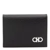 Ferragamo Compact Textured Leather Wallets In Black