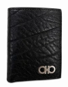 Ferragamo Pebbled Leather Wallet In Black