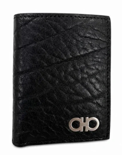Ferragamo Pebbled Leather Wallet In Pattern