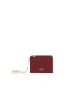 Ferragamo Leather Cardholder With Key-ring In Red
