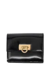 Ferragamo Gancini Clasp Wanda French Folding Wallet In Black