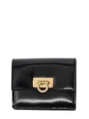 Ferragamo 'wanda' Black Wallet With Gancini Closure In Patent Leather Woman In Multicolor
