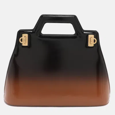 Pre-owned Ferragamo Wanda Brown Ombre Leather Tote