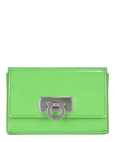 Ferragamo Wanda Leather Card Holder In Green