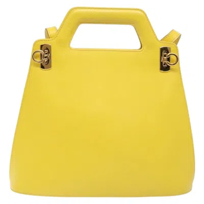 Pre-owned Ferragamo Wanda Leather Handbag () In Yellow