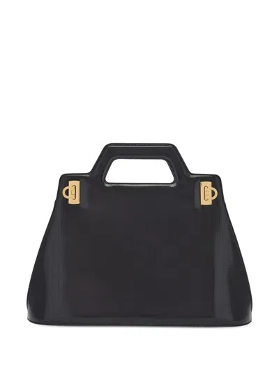 Ferragamo Wanda Leather Top-hndle Bag In Black