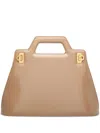 Ferragamo Wanda Leather Tote Bag In Neutrals