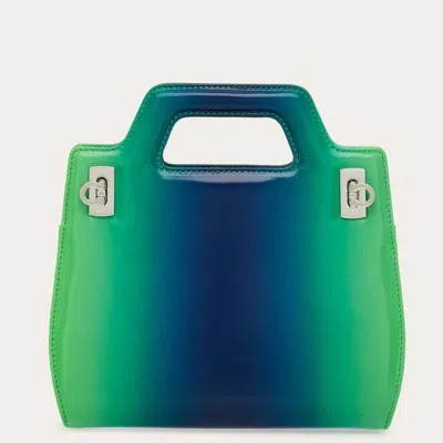 Ferragamo Wanda Mini Bag With Airbrushing In Green