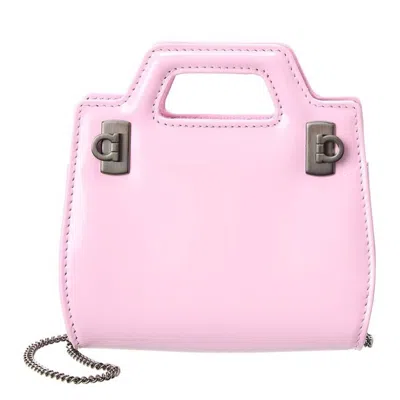 Ferragamo Wanda Mini Leather Clutch In Pink