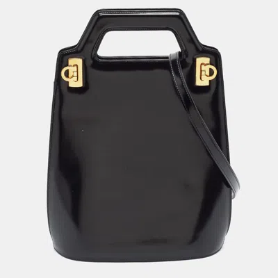 Pre-owned Ferragamo Wanda North South Black Patent Leather Tote
