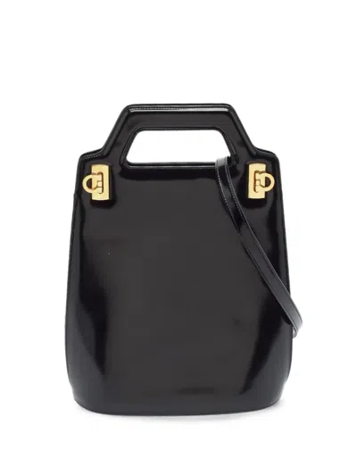 Pre-owned Ferragamo Wanda North South Tote Bag In Black