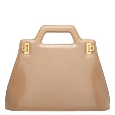 FERRAGAMO FERRAGAMO WANDA TOP HANDLE BAG - BEIGE
