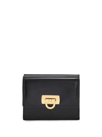 Ferragamo Wanda  Wallet With Gancini Closure In Patent Leather