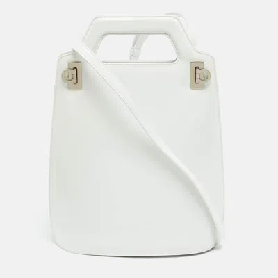 Pre-owned Ferragamo Wanda White Leather Tote