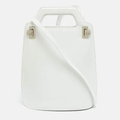 Ferragamo Wanda Mini Patent-leather Tote In White
