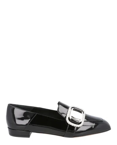 Pre-owned Ferragamo Wang 10 Patent Leather Loafers (women's) Wide Sneakers In Black