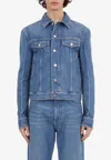 Ferragamo Washed Denim Jacket In Blue