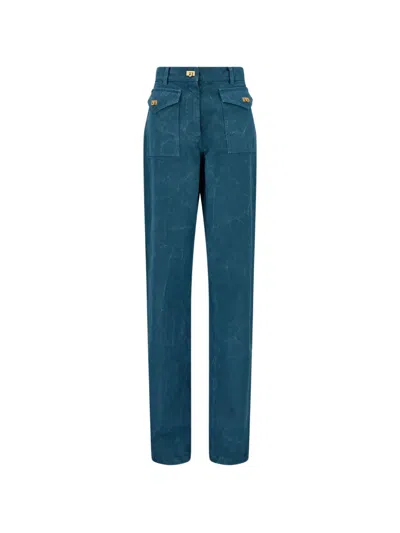 Ferragamo Washed Gabardine Trousers In Blue