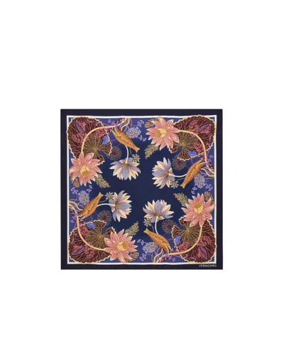 FERRAGAMO WATER LILIES PRINT SILK SCARF