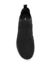 Ferragamo Wave Leather Sneaker In Black
