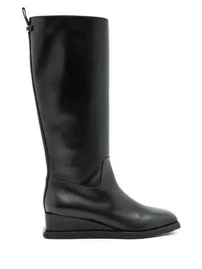 Ferragamo Wayde Leather Wedge Boots