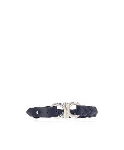 Ferragamo Weaving Gancini Bracelet In Black