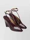 Ferragamo Peep Toe Wedge Sandals In Bordeaux In Burgundy