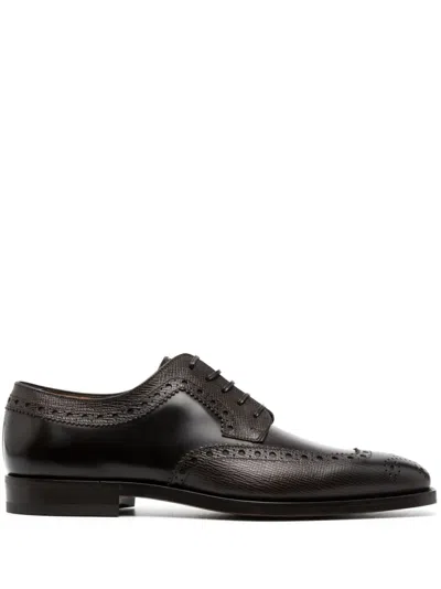Ferragamo Western-style Leather Derby Shoes In Brown