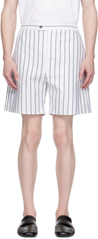Ferragamo White & Green Informal Shorts In 4633/316 White/green