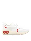 Ferragamo Round Head Lace-up Sneakers In Blanco