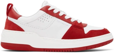 Ferragamo White & Red Suede Patch Skate Trainers