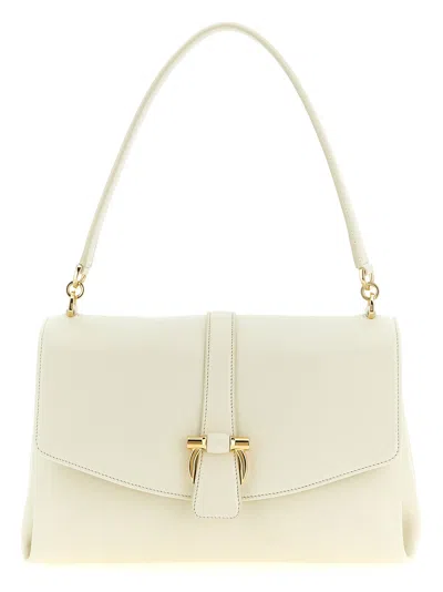 Ferragamo Ivory Logo Medium Shoulder Bag In Yellow