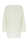 Ferragamo Cotton Oversize Sweater Ribbed Texture In White