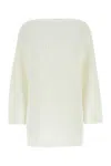 Ferragamo Cotton Oversize Sweater Ribbed Texture In White