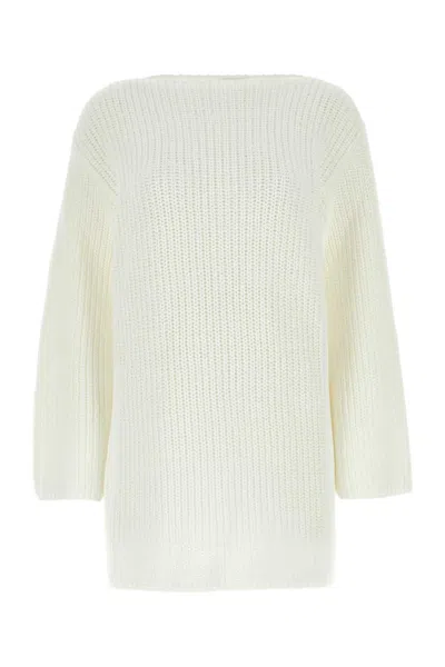 FERRAGAMO WHITE COTTON OVERSIZE SWEATER