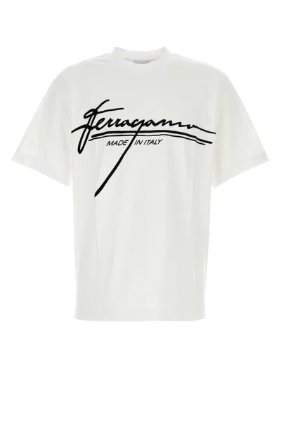 FERRAGAMO WHITE COTTON T-SHIRT