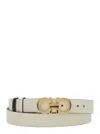 Ferragamo White Gancini Buckle Belt In Neutral