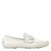 Ferragamo Stylish Round Toe Leather Loafers In White