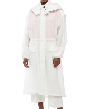 Ferragamo White Hood Trench Coat In Neutral
