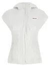Ferragamo Hooded Vest Sleeveless Elastic Waistband In White