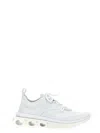 Ferragamo Mesh Pull Tab Round Toe Sneakers In White
