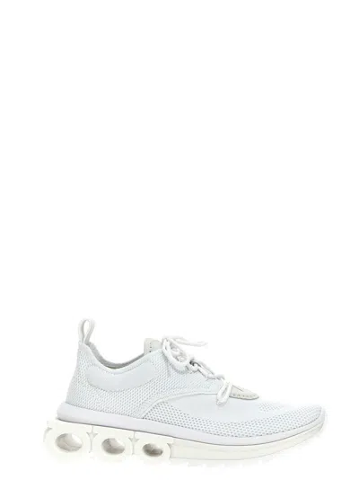FERRAGAMO WHITE LACE UP SNEAKERS