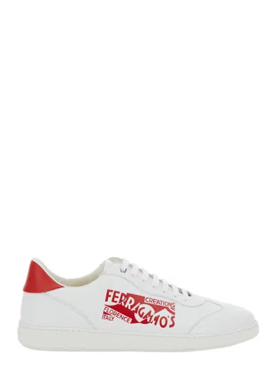 FERRAGAMO WHITE LACE UP SNEAKERS