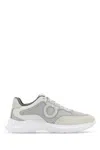 Ferragamo White Leather And Mesh Bay Man Sneakers In White