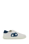 Ferragamo White Sneakers With Gancini Print On The Side And Contrasting Heel In Leather Man