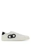 Ferragamo White Sneakers With Gancini Print On The Side And Contrasting Heel In Leather Man
