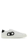Ferragamo White Sneakers With Gancini Print On The Side And Contrasting Heel In Leather Man