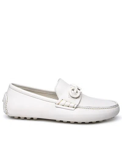 Ferragamo White Leather Loafers